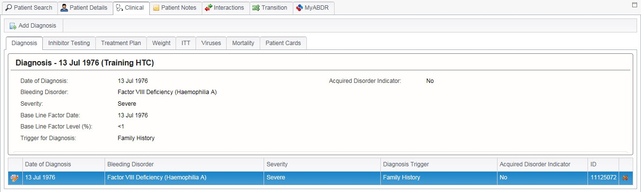 Picture of an ABDR Diagnosis screenshot