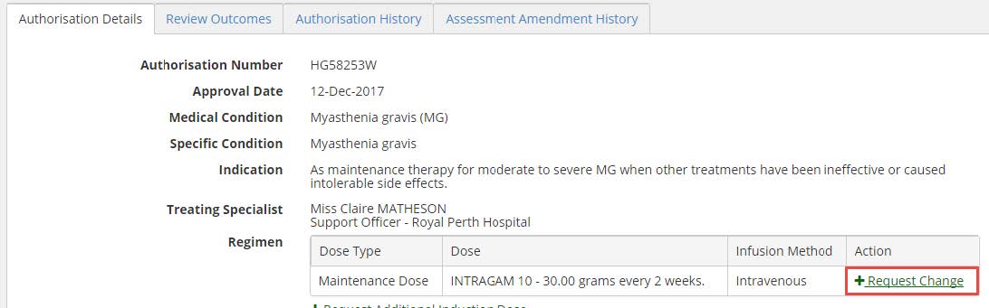 Image of Dose change request
