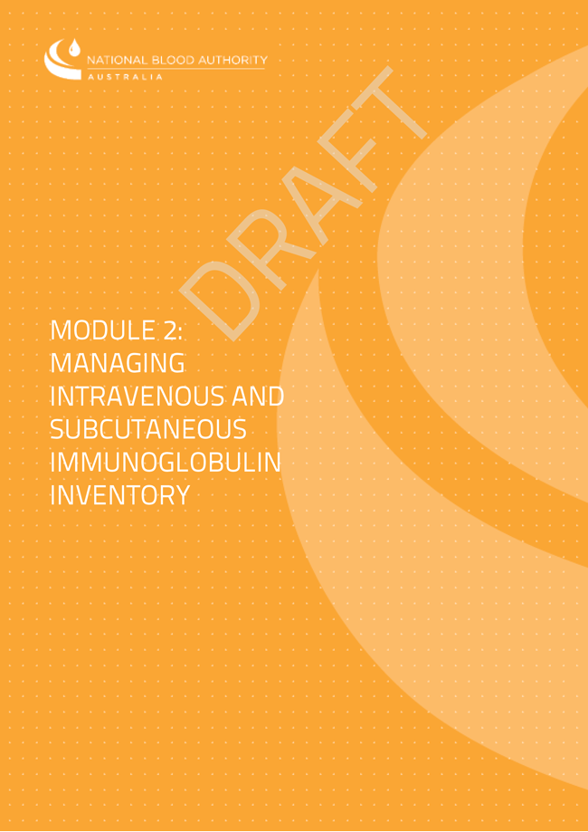 Image of the cover of Module 2 intravenous and subcutaneous immunoglobulin inventory management guidelines